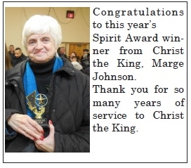 Marge Johnson_Spirit Award_2015 Christ the King Catholic Chu